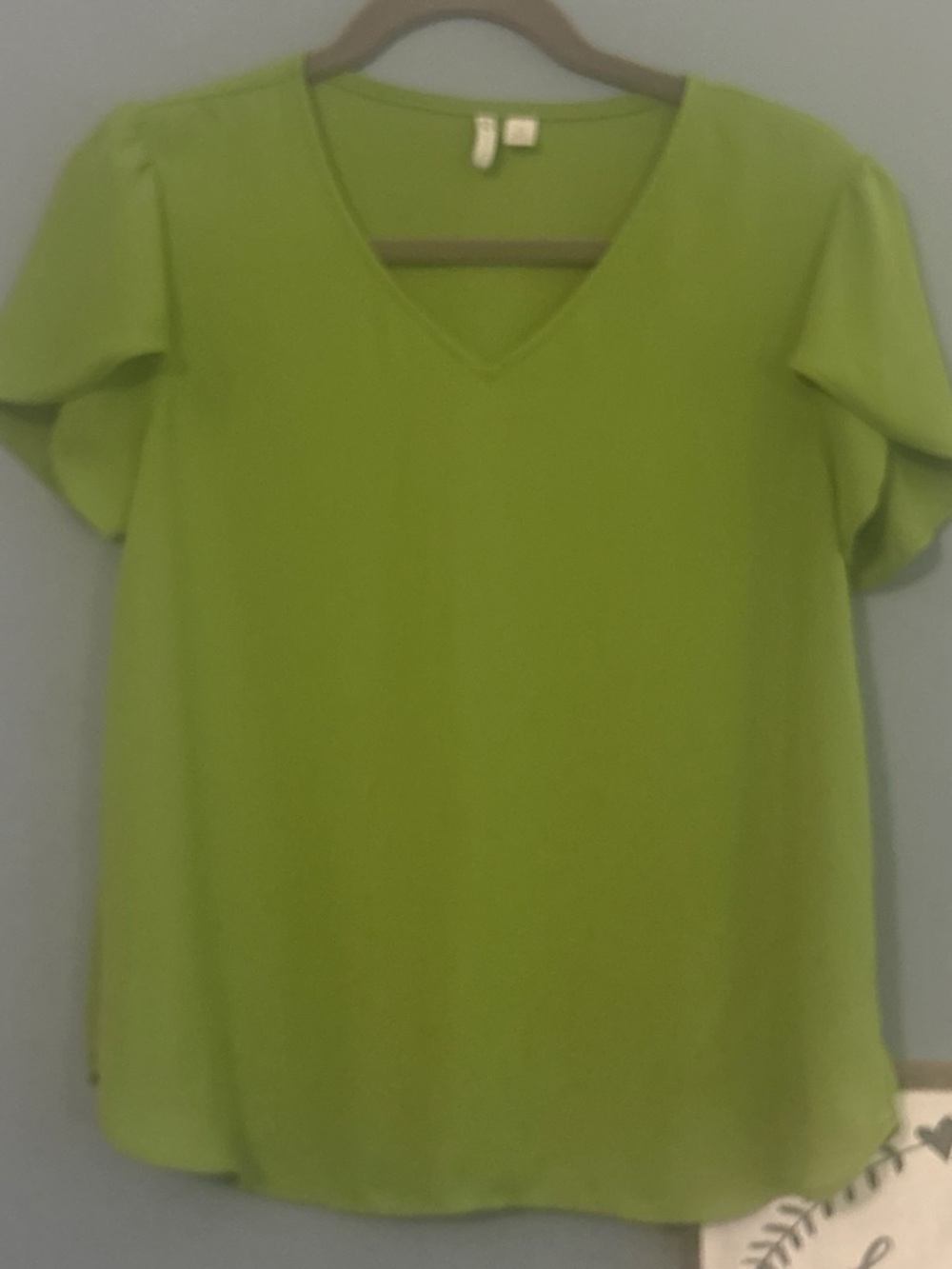 Cato Green V-Neck Flutter Sleeve Blouse